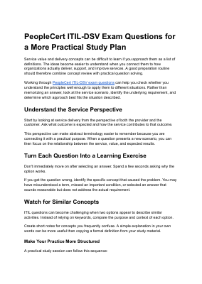 PeopleCert ITIL-DSV Exam Questions for a More Practical Study Plan